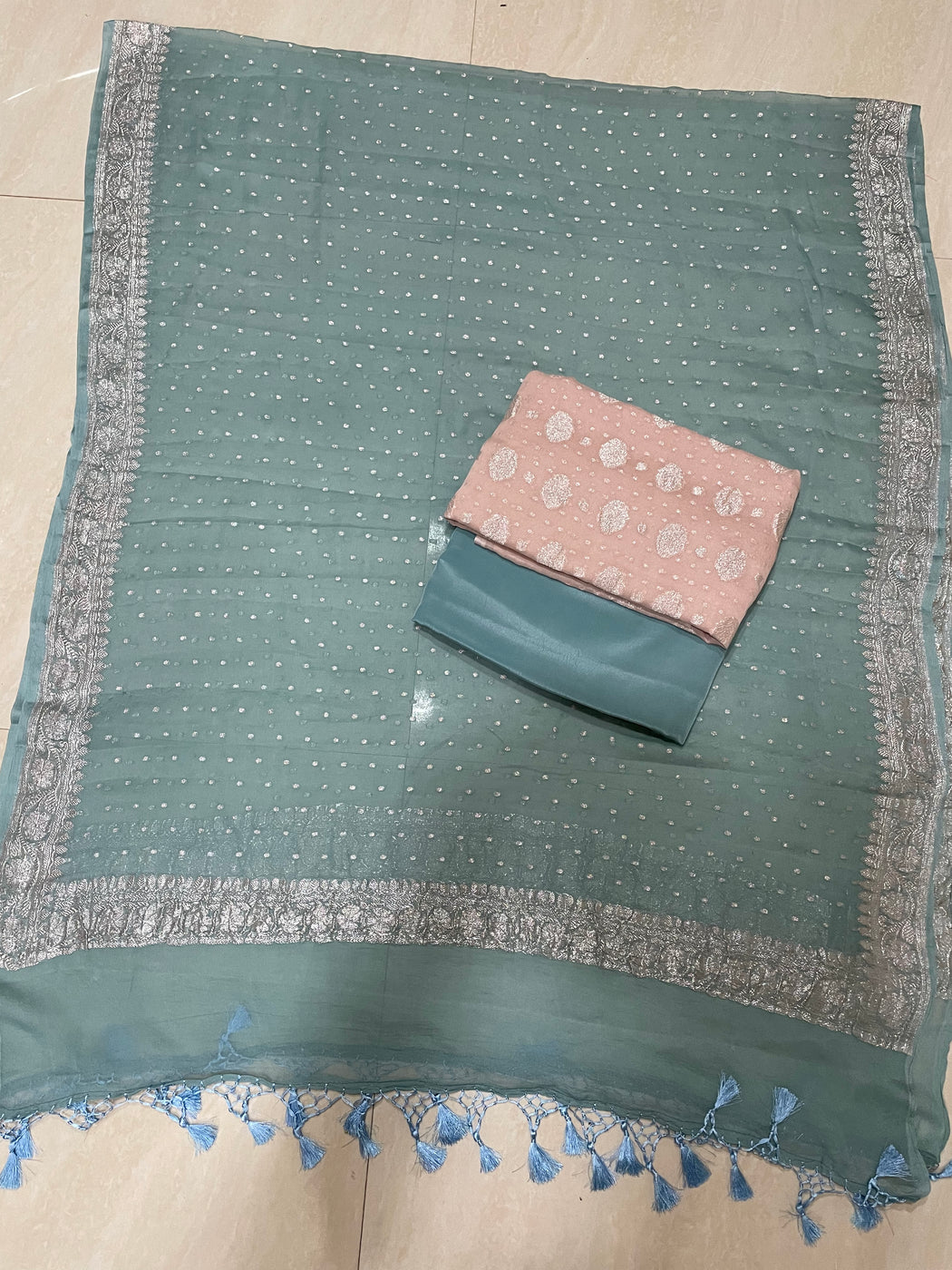 Black Pure Khaddi Georgette Banarasi Dress Material with Water Zari & Handbrush Highlights
