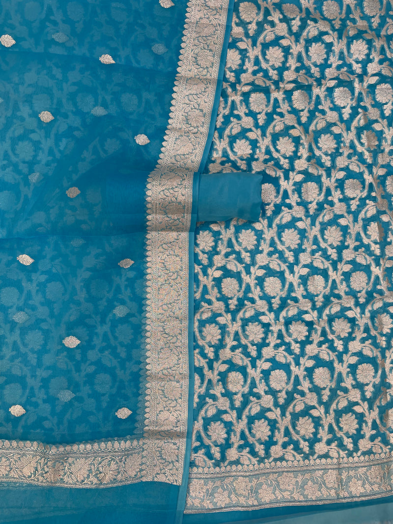 Khaddi Georgette Banarasi Dress material - The Handlooms