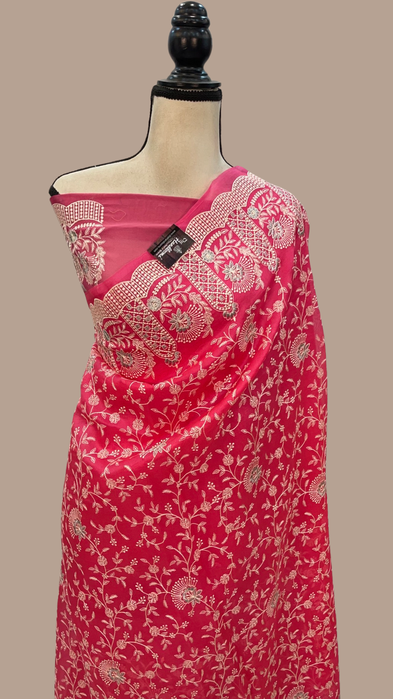 Organza Chikankari Handloom Banarasi Saree - The Handlooms