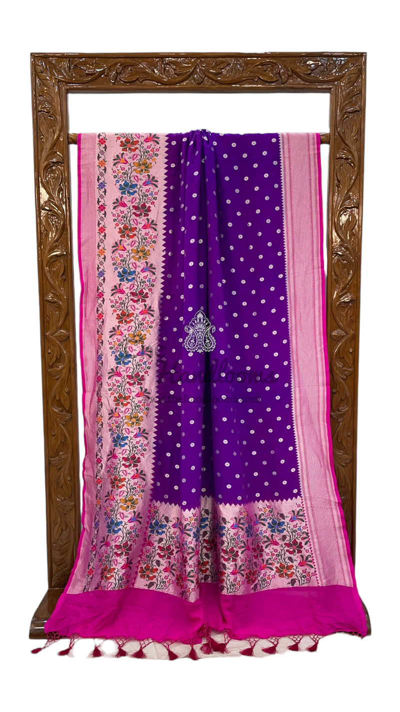 Khaddi Georgette Handloom Banarasi Saree - All over Jaal Work with meenakari - The Handlooms