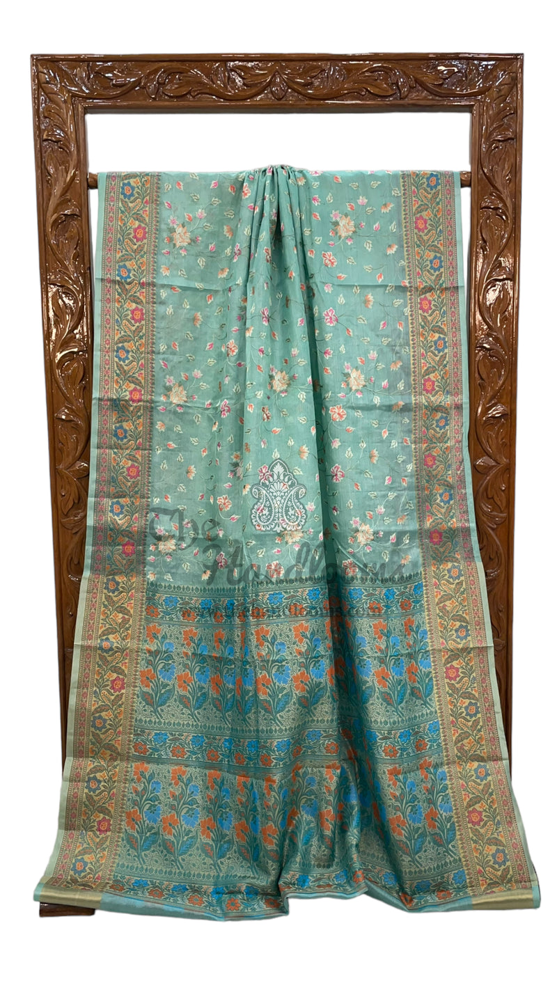 Tussar Silk Handloom Banarasi Saree With Chikankari - The Handlooms