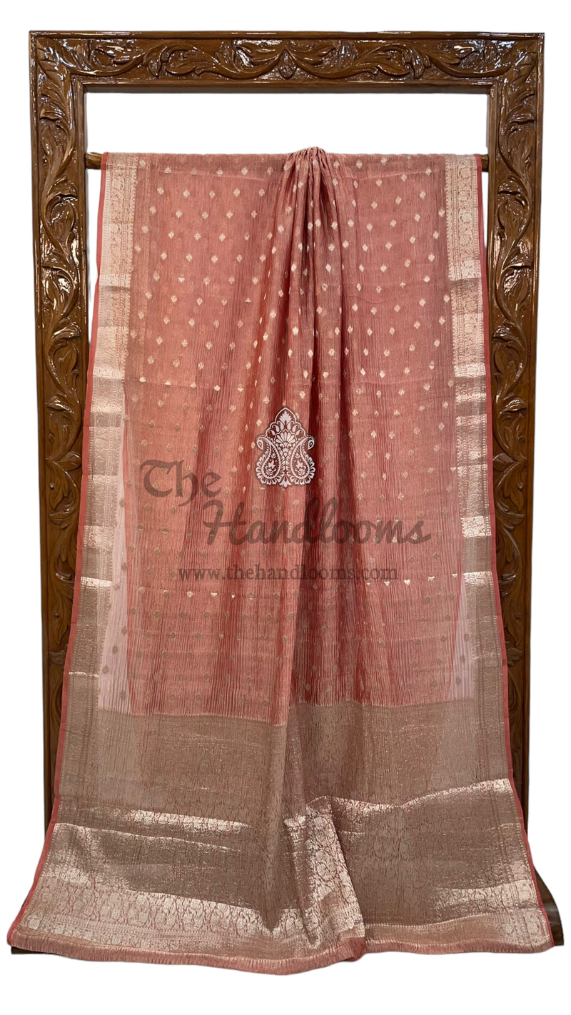 Pure Kora Tissue Crush Handloom Banarasi Saree - The Handlooms