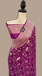 Khaddi Georgette Handloom Banarasi Saree - The Handlooms