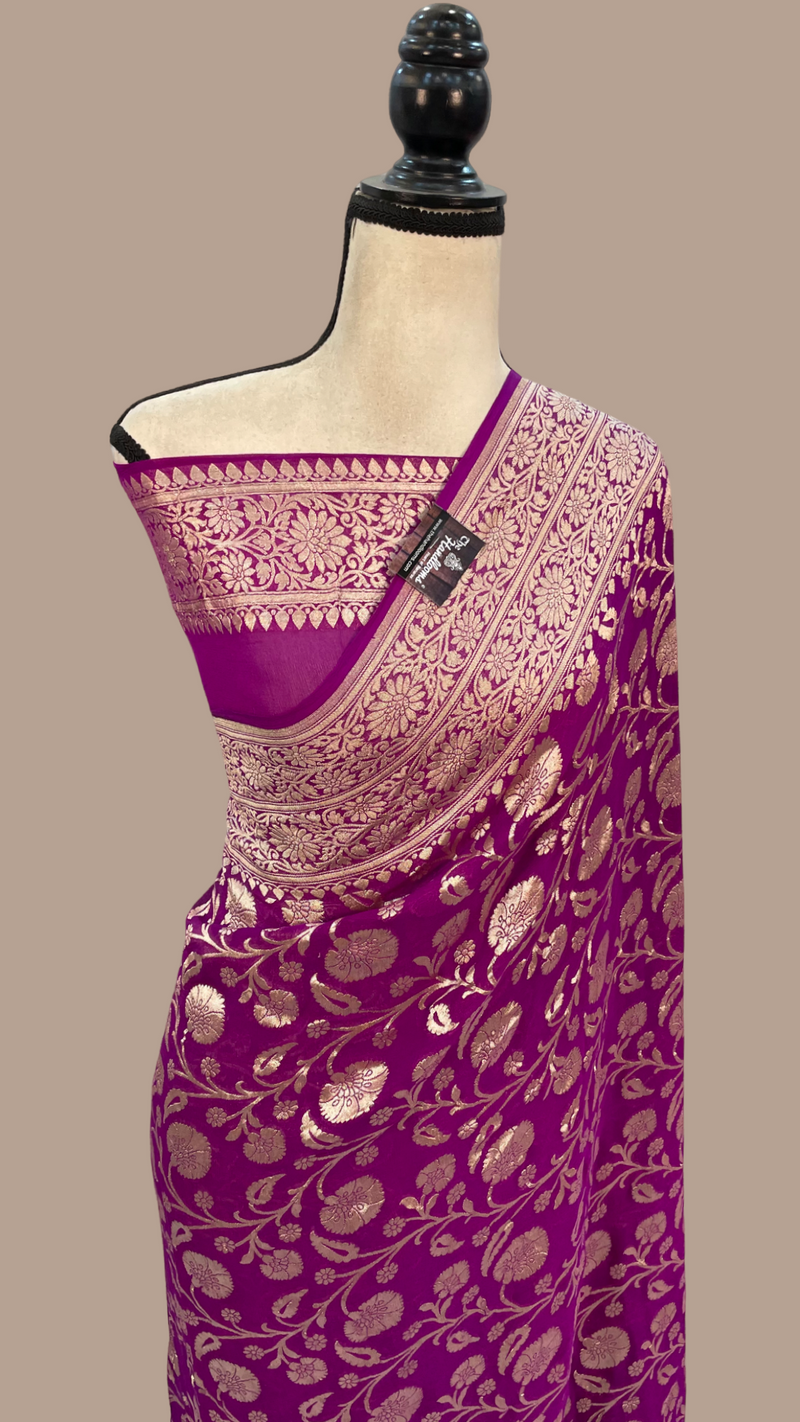 Khaddi Georgette Handloom Banarasi Saree - The Handlooms