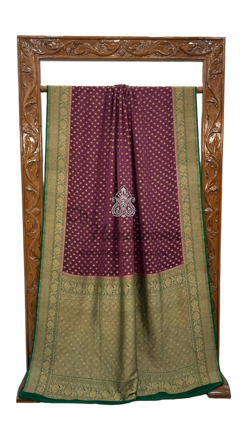 Khaddi Georgette Handloom Banarasi Saree -  Antique zari - The Handlooms