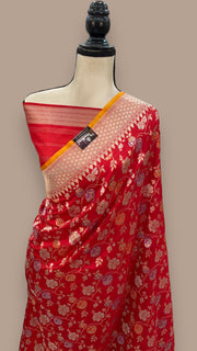 Pure Katan Silk Banarasi Handloom Saree - All over Jaal work - With Meenakari - The Handlooms