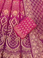 Pure Khaddi Georgette Bandhani Handloom Banarasi Lehenga - The Handlooms