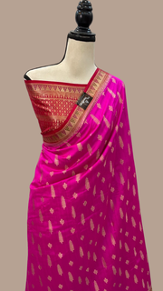 Pure Dupion Silk Banarasi Saree - Gold Zari - The Handlooms