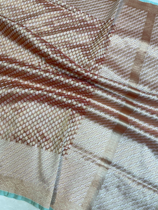 Pure Tissue Reshmi Zari Banarasi Brocade Handloom Saree - The Handlooms