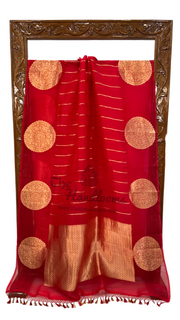 Red Pure Kora Handloom Banarasi Saree - The Handlooms