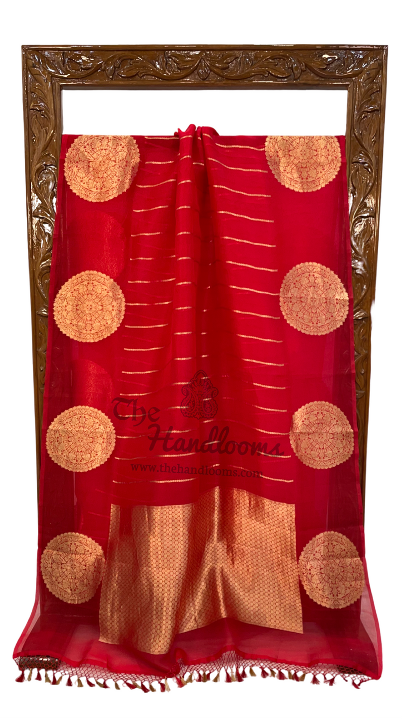 Red Pure Kora Handloom Banarasi Saree - The Handlooms