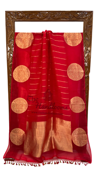 Red Pure Kora Handloom Banarasi Saree