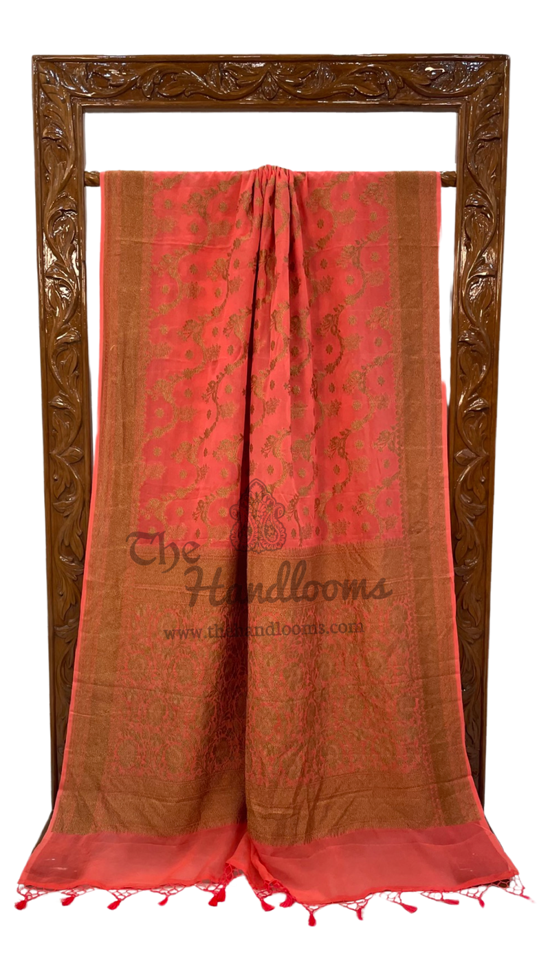 Khaddi Georgette Banarasi Saree -  Antique zari - The Handlooms