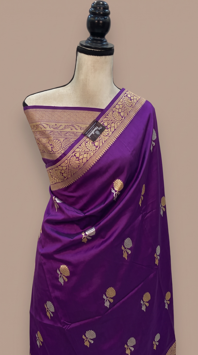 Pure Katan Silk Banarasi Handloom Saree - All Over Kadua Motifs