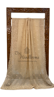 Pure Georgette Chikankari Handloom Banarasi Saree - The Handlooms
