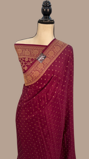 Pure Khaddi Crepe Georgette Banarasi Saree -  Antique zari - The Handlooms