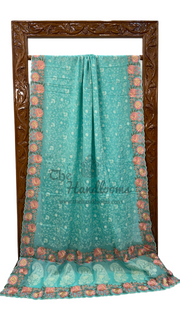 Pure Georgette Chikankari Handloom Banarasi Saree - The Handlooms