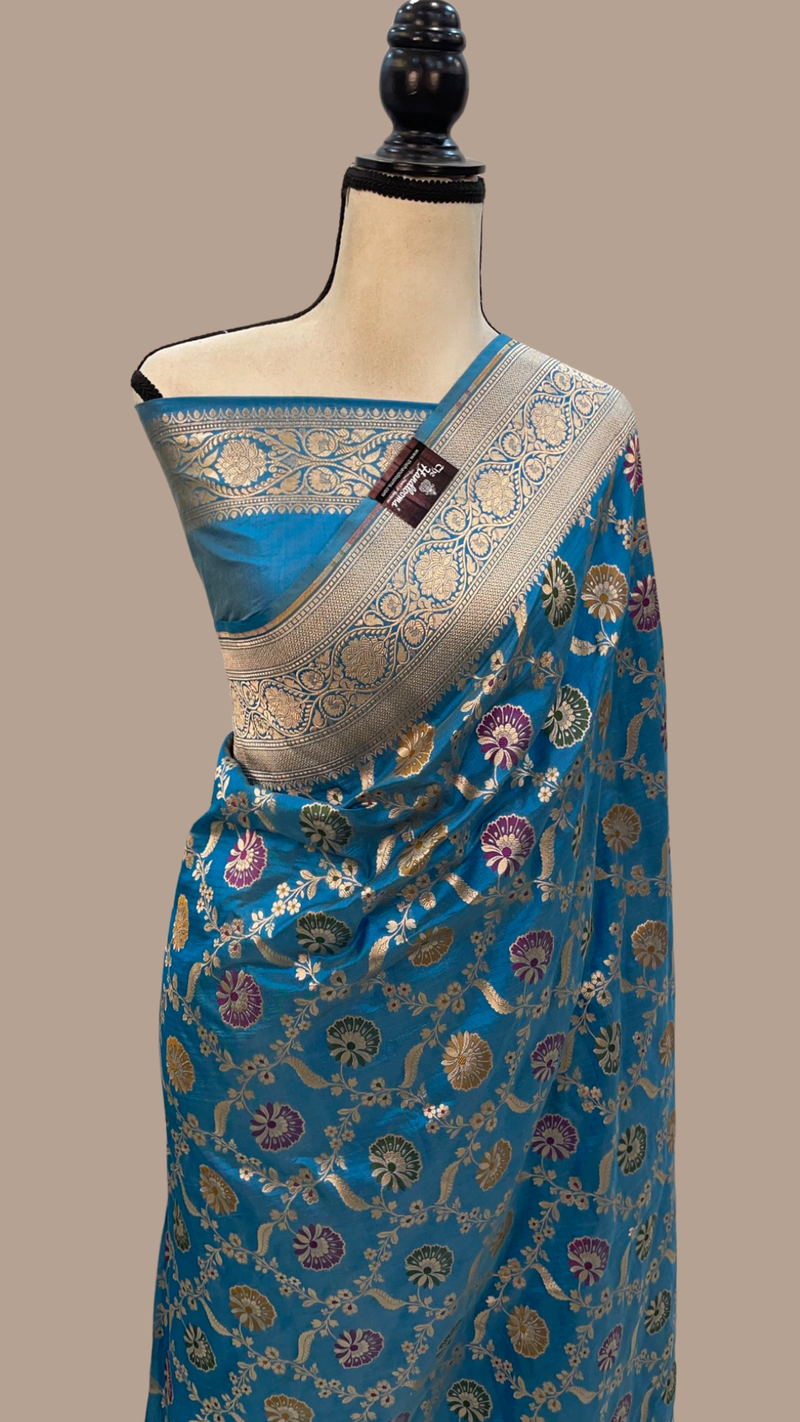Pure Katan Silk Banarasi Handloom Saree - All over Jaal work - With Meenakari - The Handlooms