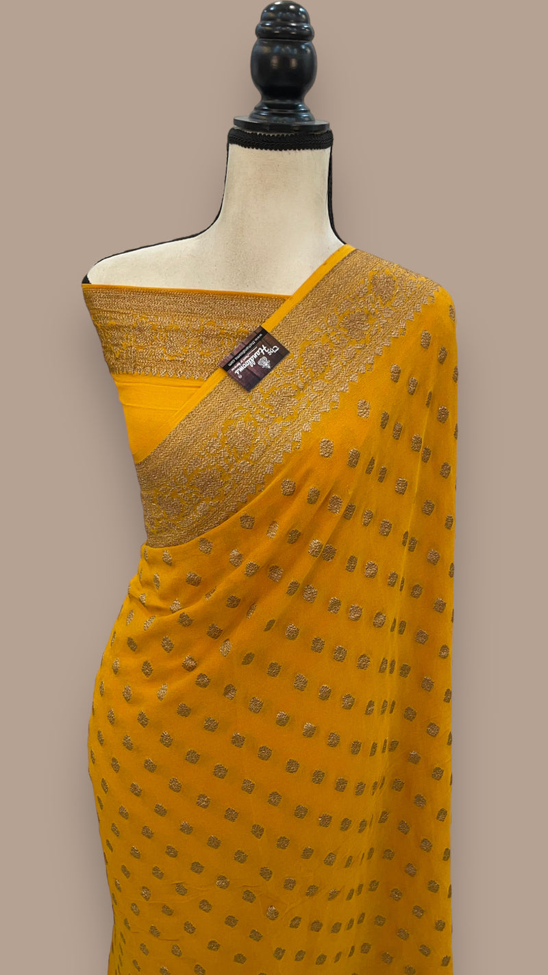 Khaddi Georgette Banarasi Saree -  Antique zari - The Handlooms