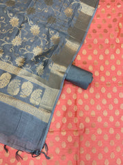 Pure Chanderi Cotton Banarasi Dress material - The Handlooms