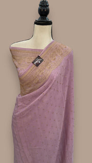 Khaddi Crepe Georgette Banarasi Saree -  Antique zari - The Handlooms