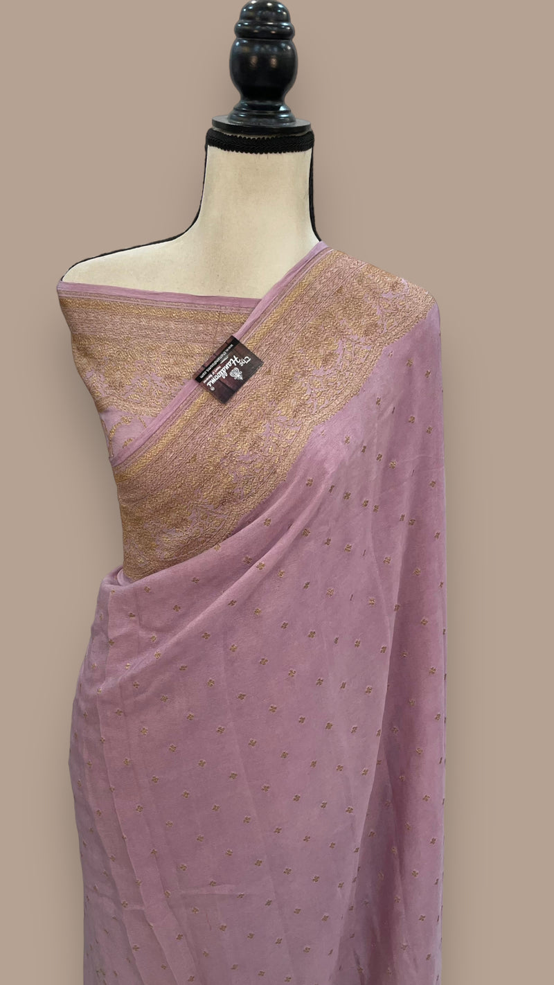 Khaddi Crepe Georgette Banarasi Saree -  Antique zari - The Handlooms