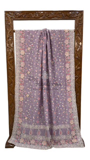 Moonga Georgette Handloom Banarasi Saree With Chikankari - The Handlooms