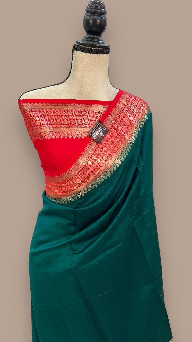 Pure Chiniya Silk Khaddi Handloom Banarasi Saree - The Handlooms