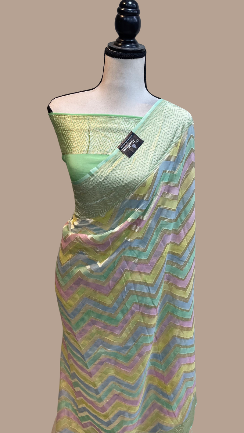 Pure Khaddi Georgette Handloom Banarasi Saree - The Handlooms
