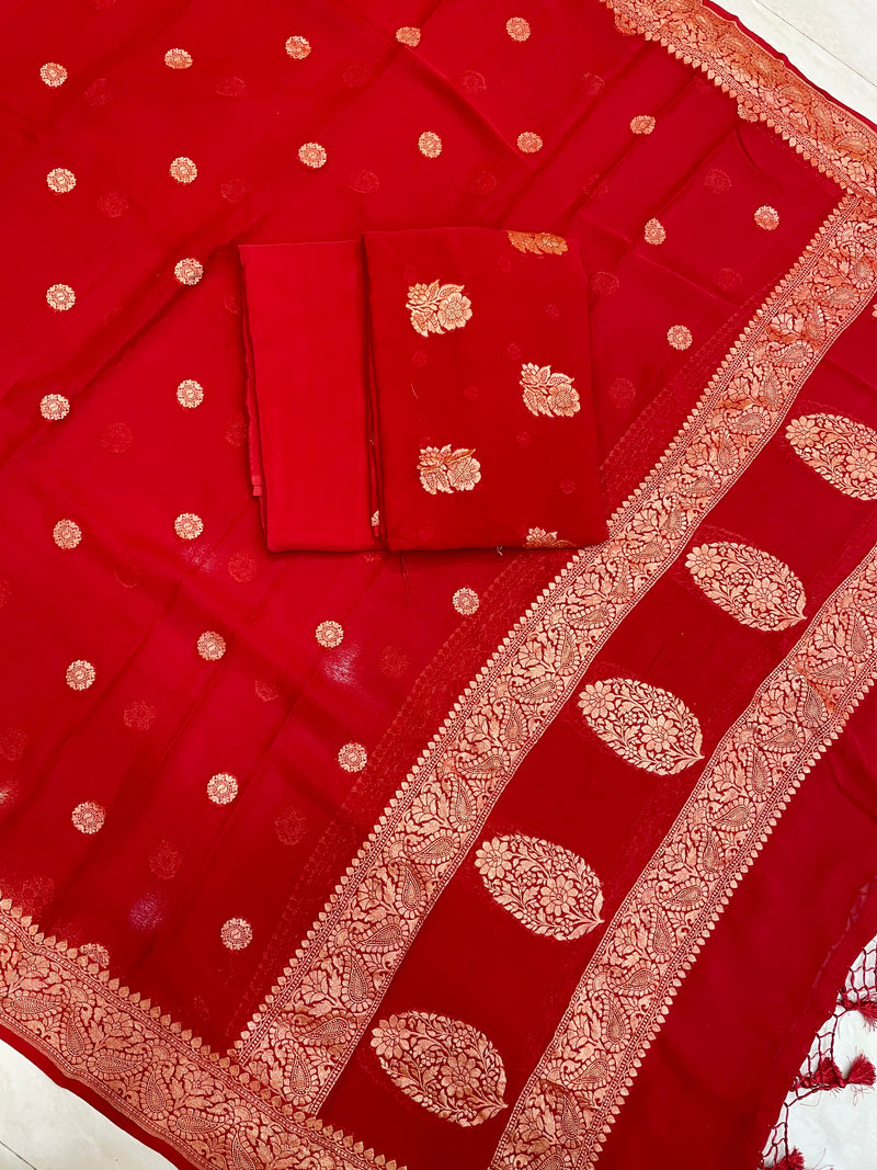 Pure Khaddi Georgette Banarasi Dress material - The Handlooms