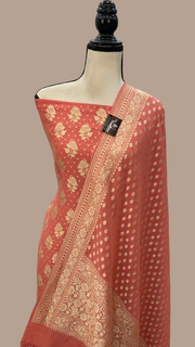 Pure Moonga Georgette Banarasi Dress material - The Handlooms