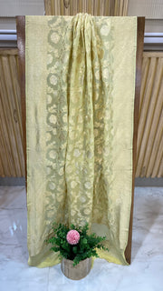 Pure Khaddi Georgette Dupatta - water zari - The Handlooms