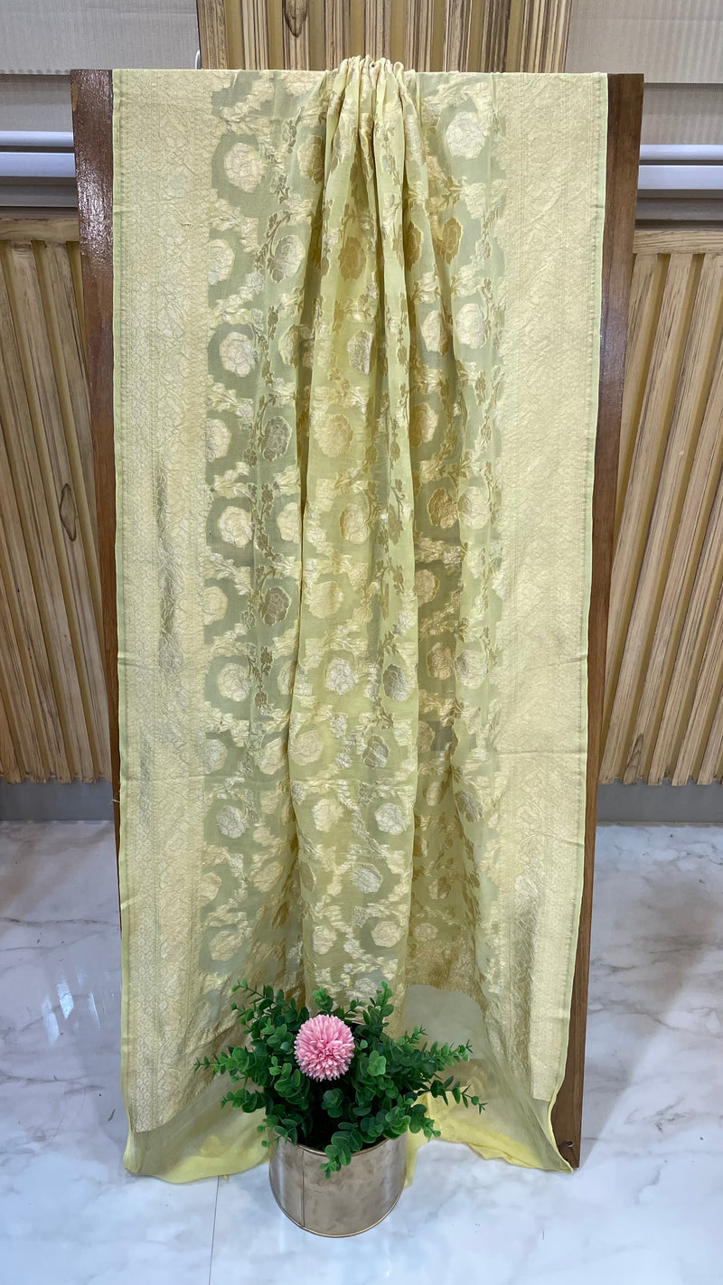 Pure Khaddi Georgette Dupatta - water zari - The Handlooms