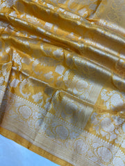 Pure Katan Silk Banarasi Handloom Saree - All Over Jaal Work - The Handlooms