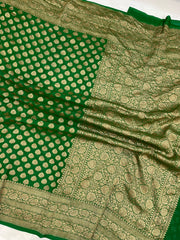 Khaddi Georgette Banarasi Saree -  Antique zari - The Handlooms