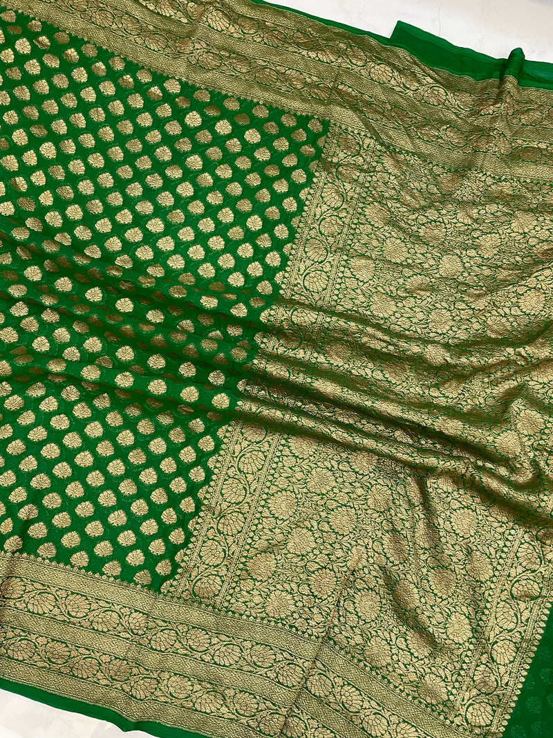 Khaddi Georgette Banarasi Saree -  Antique zari - The Handlooms