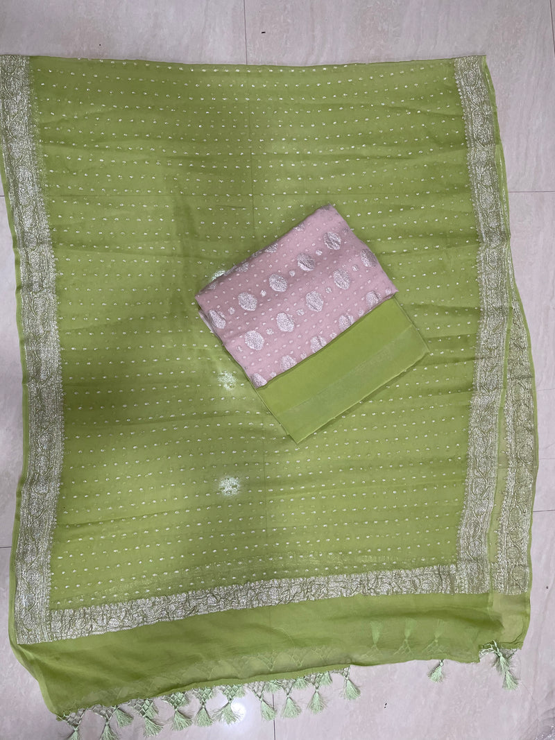 Pure Khaddi Georgette Banarasi Dress material - The Handlooms