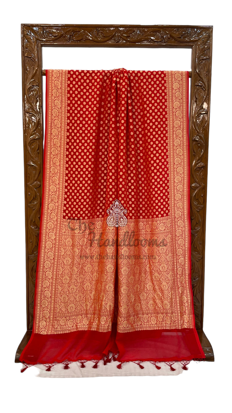 Khaddi Georgette Banarasi Saree - Gold zari - The Handlooms