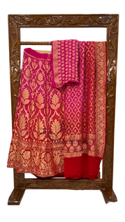 Pure Khaddi Georgette Bandhani Handloom Banarasi Lehenga - The Handlooms