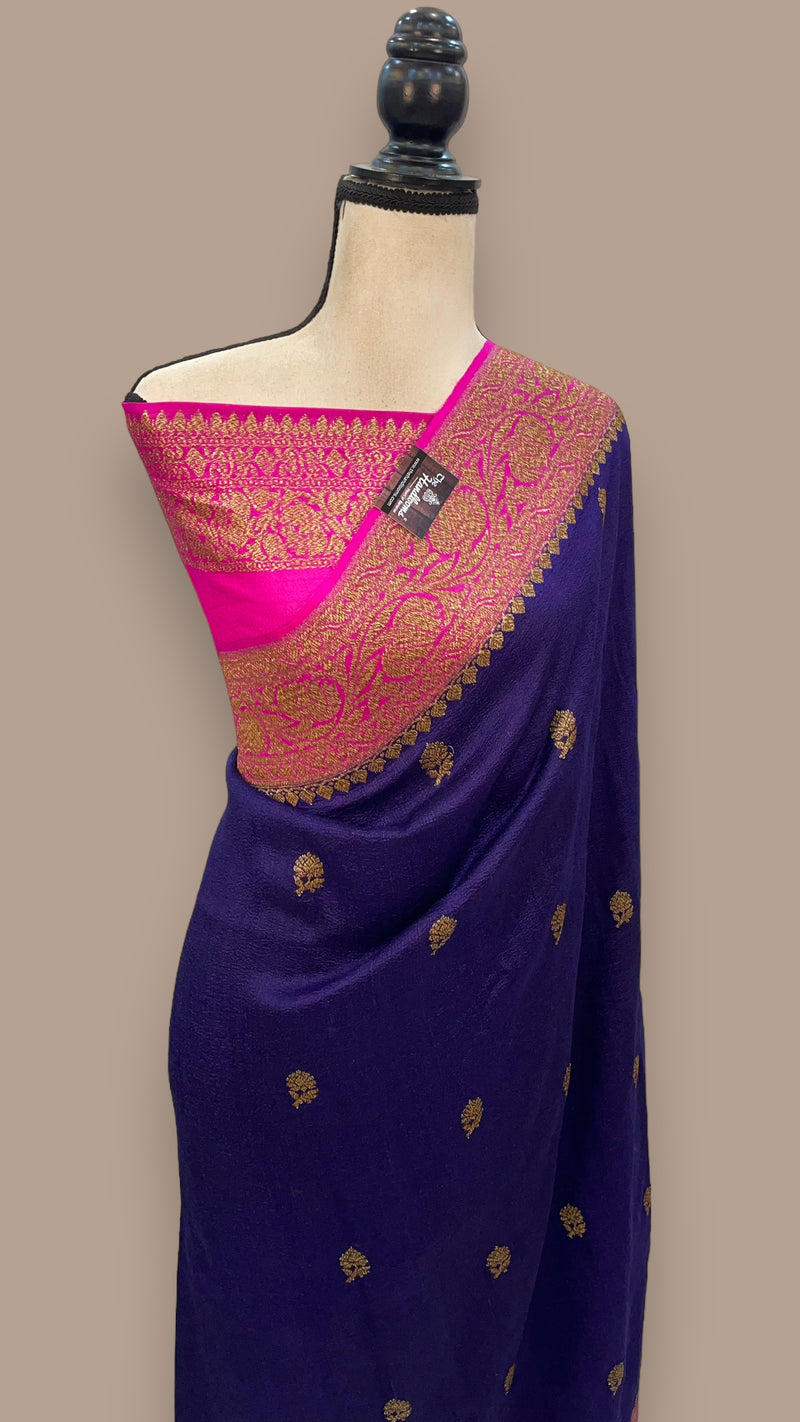 Tussar Georgette Handloom Banarasi Saree - All over kadua work - The Handlooms