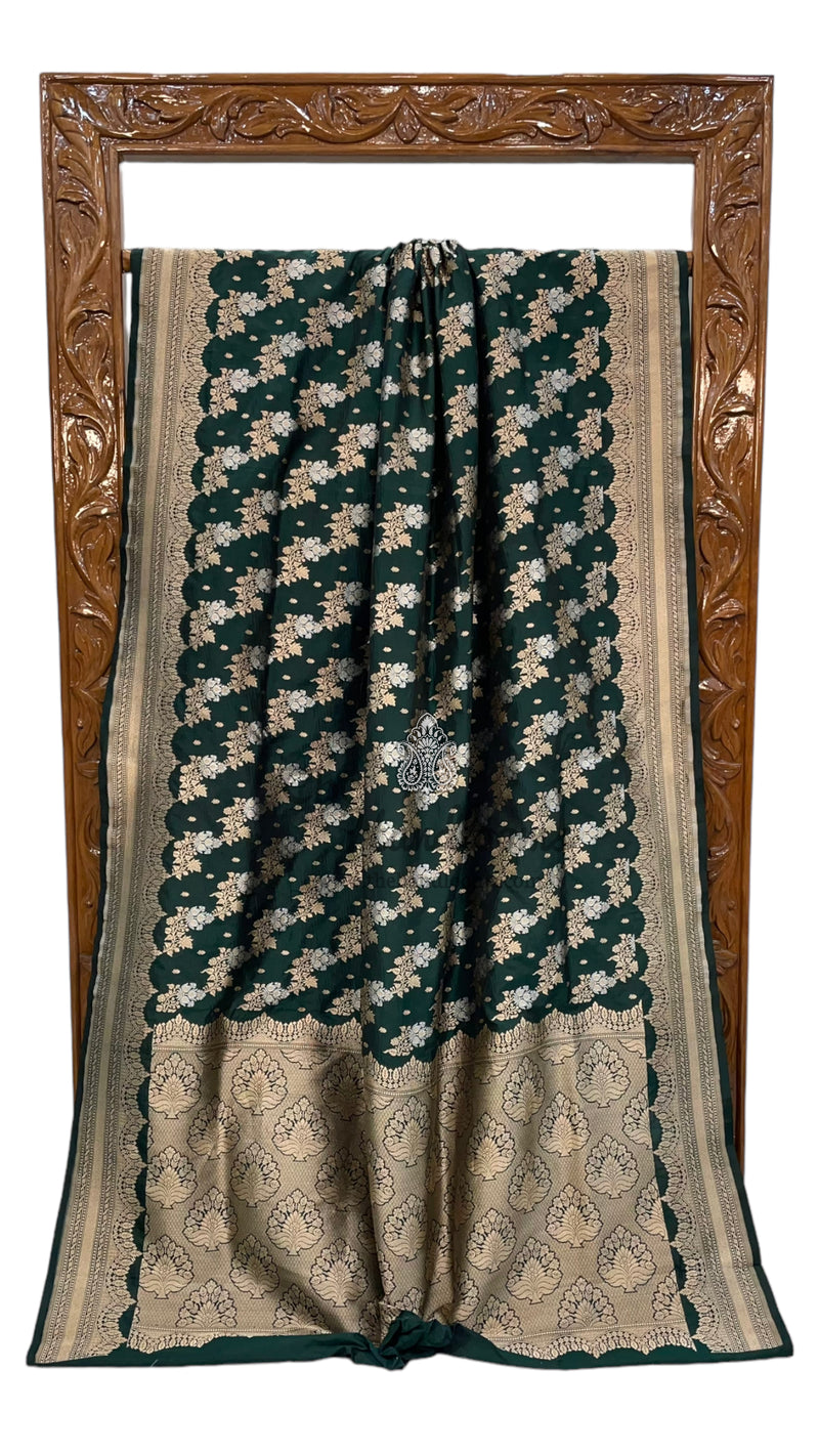 Pure Katan Silk Banarasi Handloom Saree - All over Sona Roopa Jaal work - The Handlooms