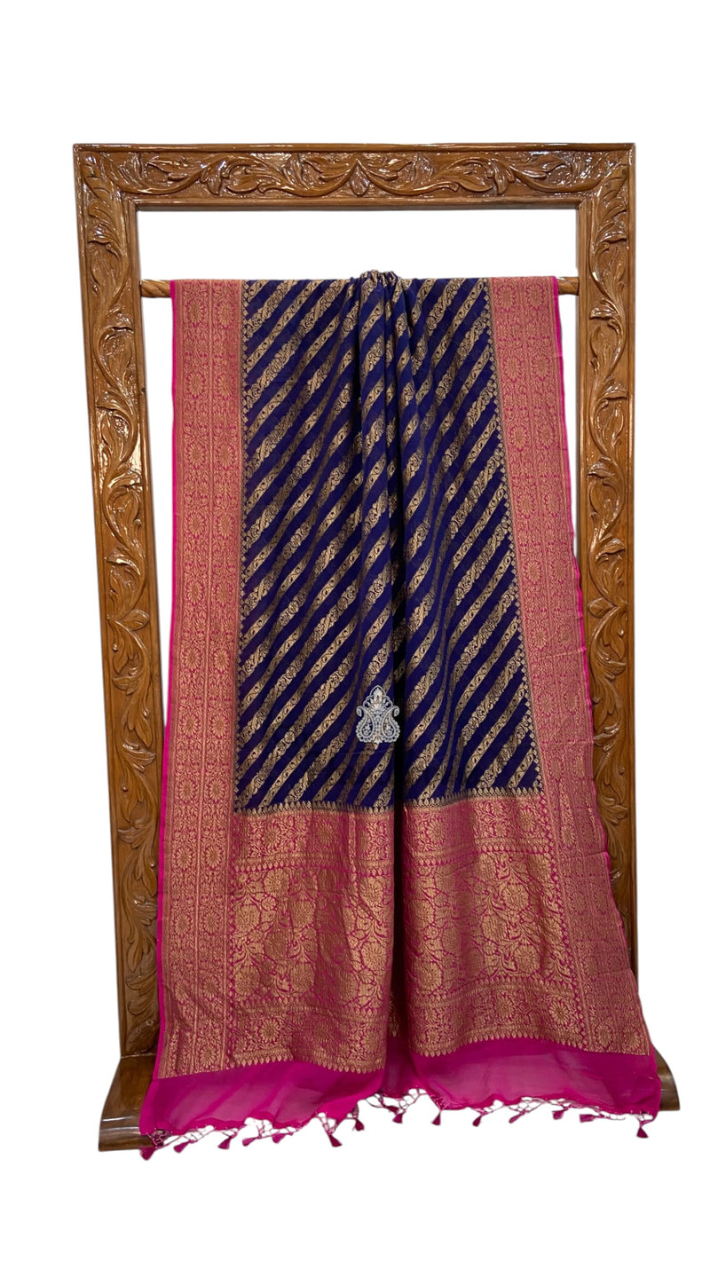 Khaddi Georgette Banarasi Saree -  Antique zari