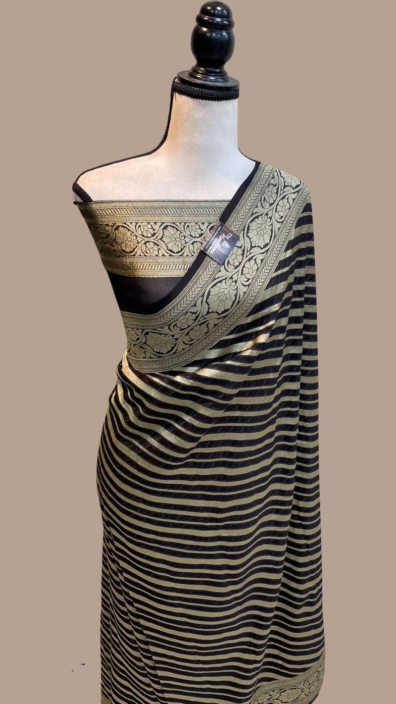 Khaddi Georgette Banarasi Saree -  Gold zari - The Handlooms