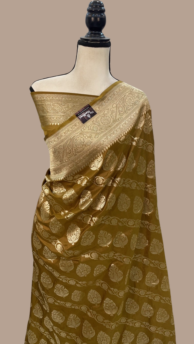 Pure Katan Silk Banarasi Handloom Saree - All Over Jaal Work - The Handlooms