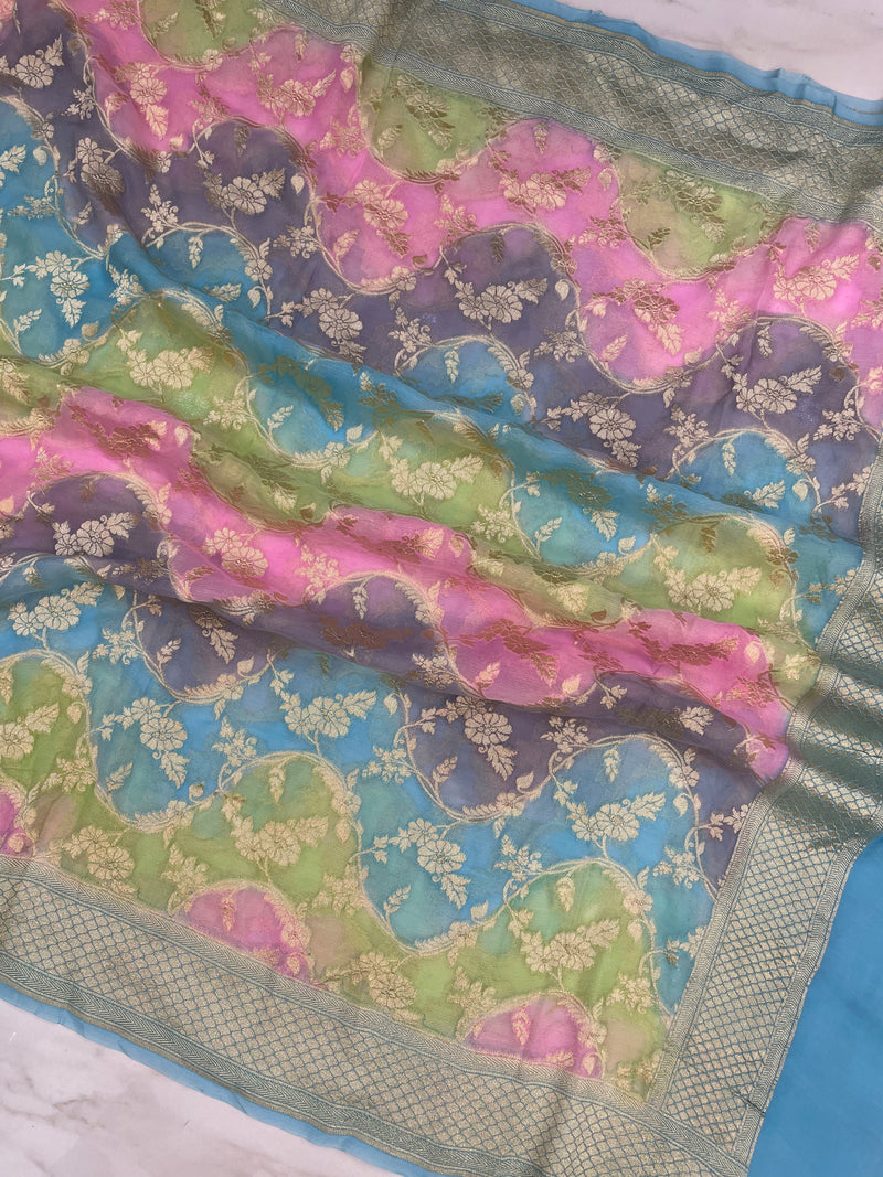 Rangkat Pure Khaddi Georgette Handloom Dupatta - The Handlooms