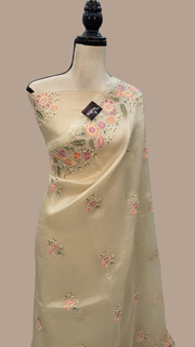 Pure Organza Chikankari Handloom Banarasi Saree - The Handlooms