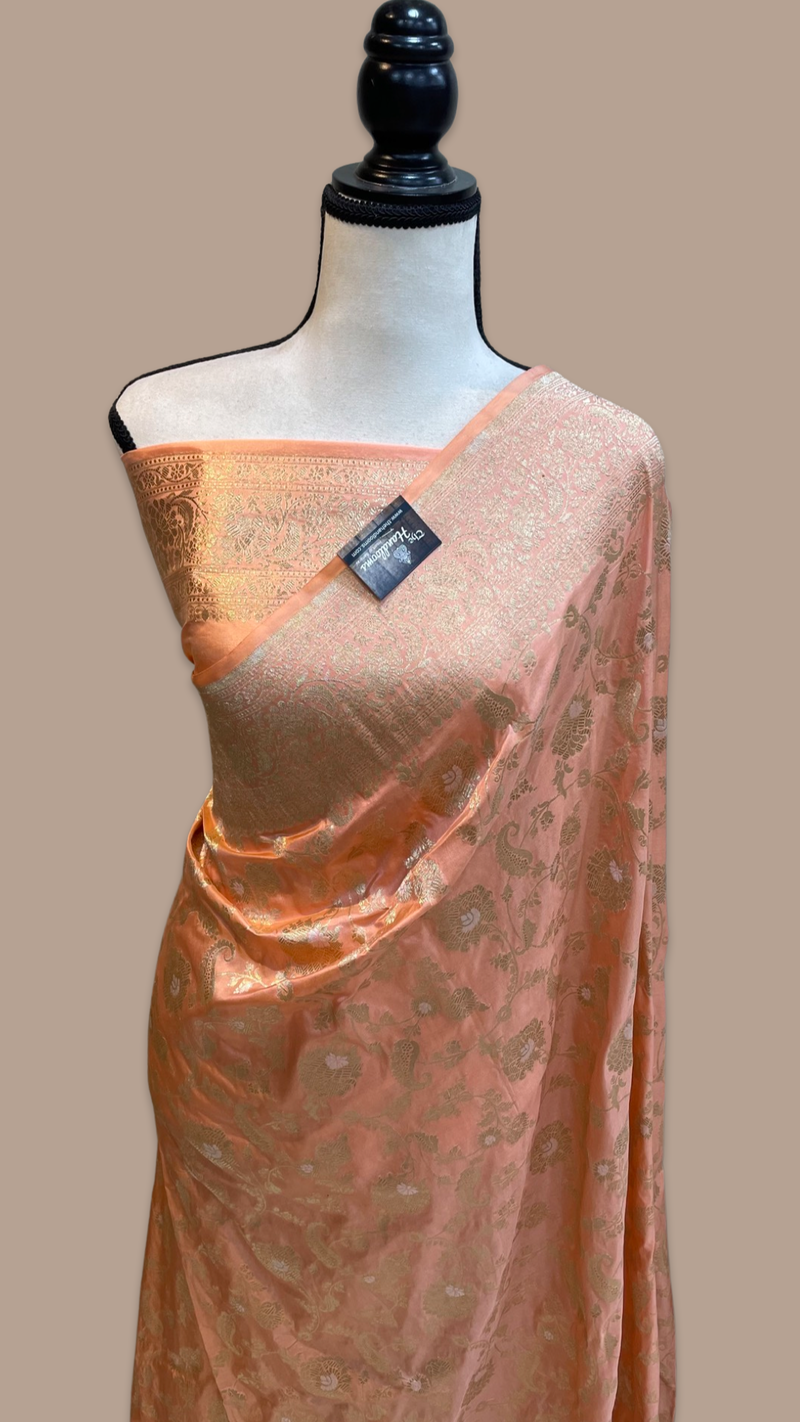 Pure Katan Silk Banarasi Handloom Saree - All over Sona Roopa Jaal work - The Handlooms