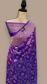 Pure Katan Silk Banarasi Handloom Saree - All over Jaal work with Meenakari - The Handlooms
