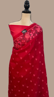 Pure Organza Chikankari Handloom Banarasi Saree - The Handlooms