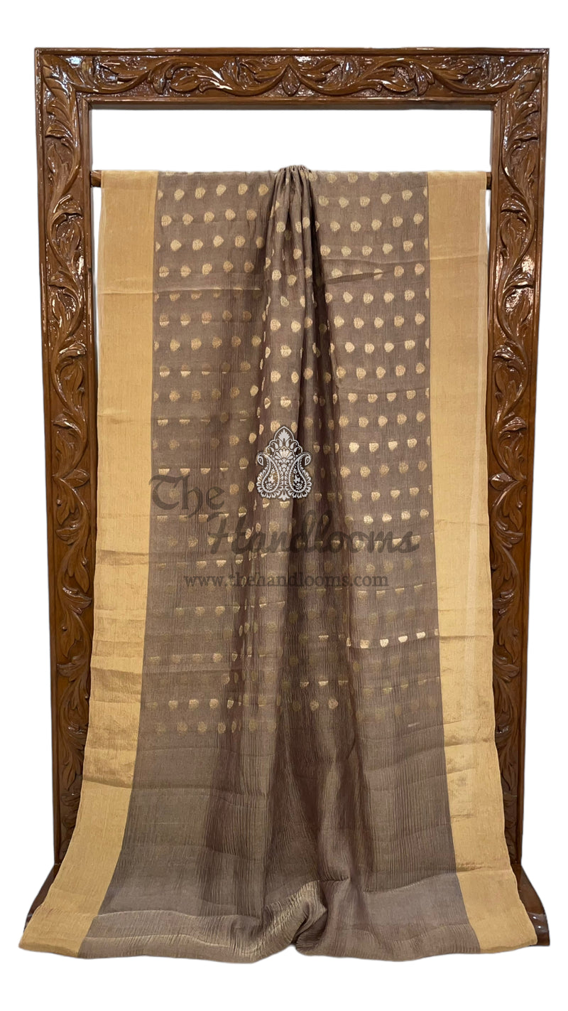 Pure Kora Tissue Crush Handloom Banarasi Saree - The Handlooms